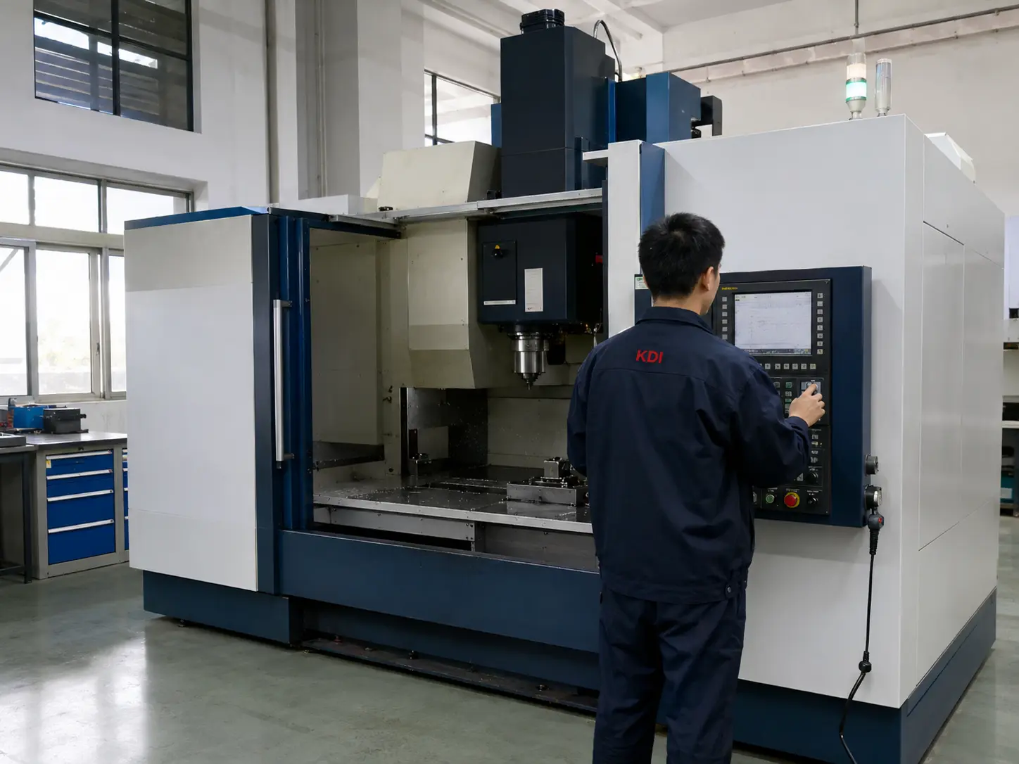 KDI operator running a CNC machining centre