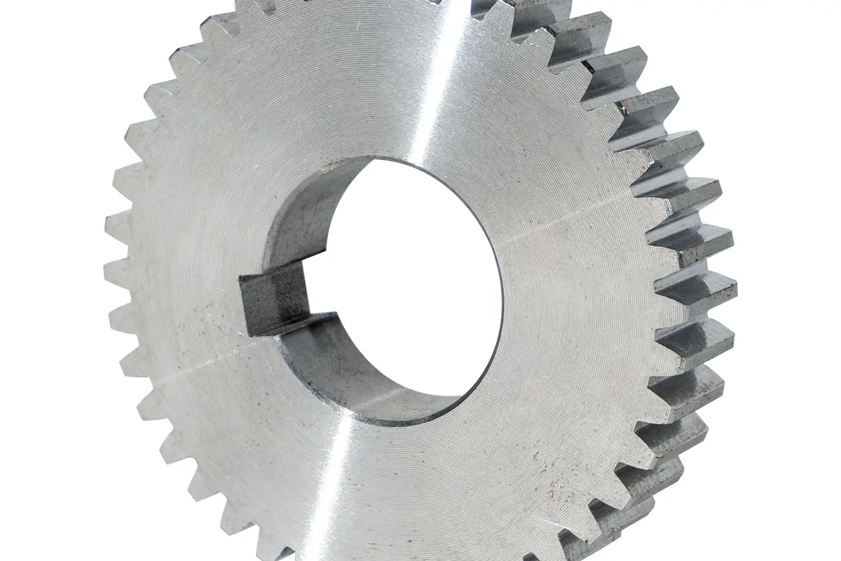 Precision-machined spur gear with keyed bore