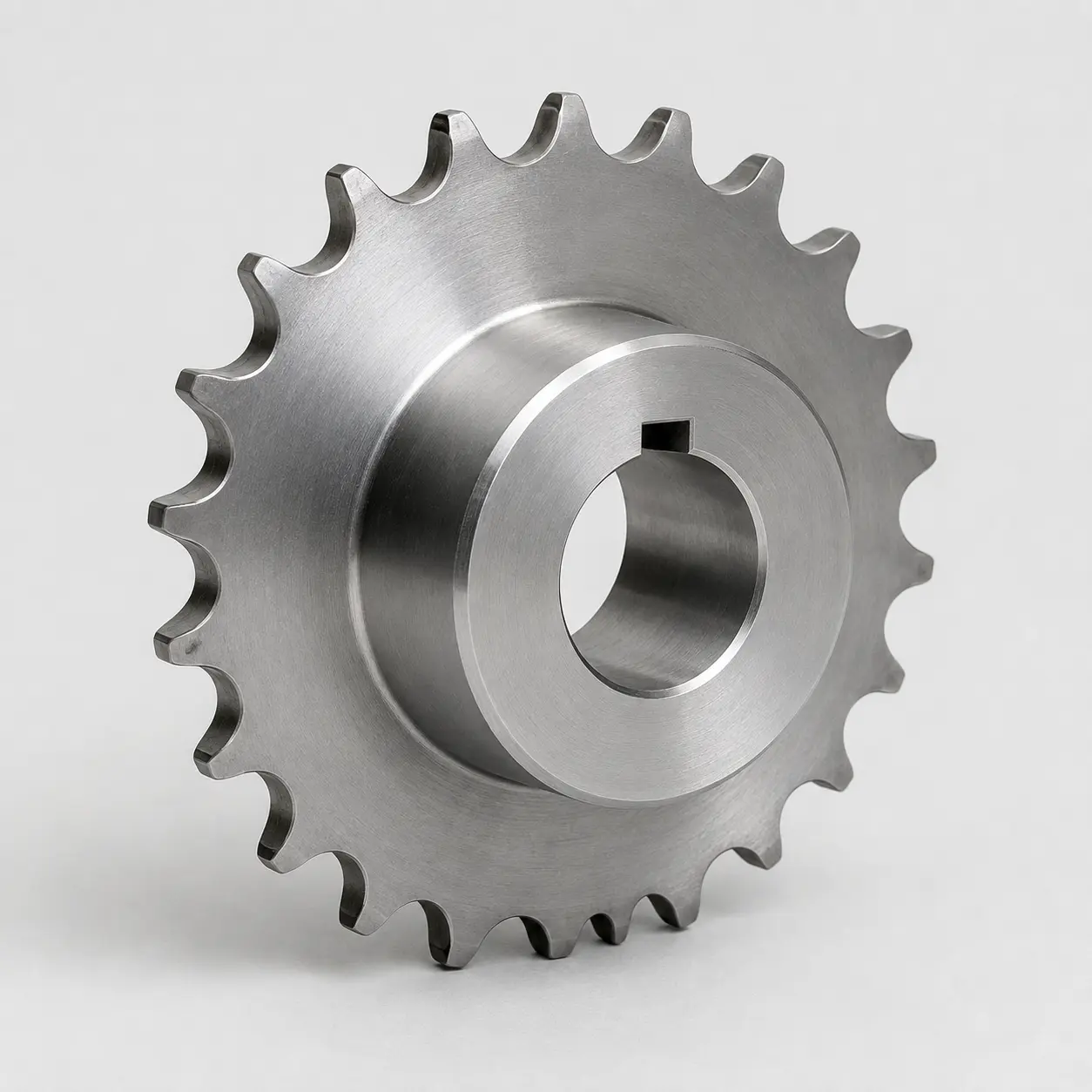 Single-strand roller-chain sprocket with hub and keyed bore