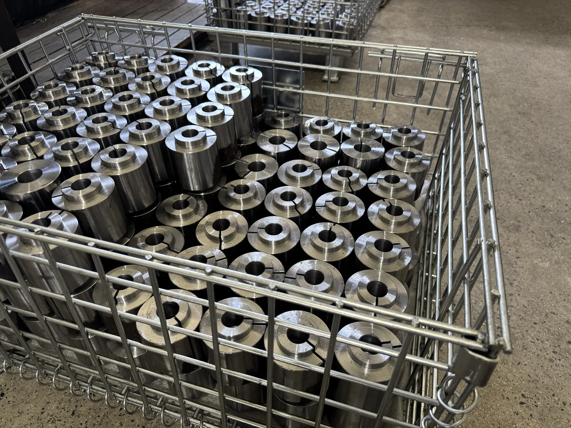 Batch of machined components organized for production control